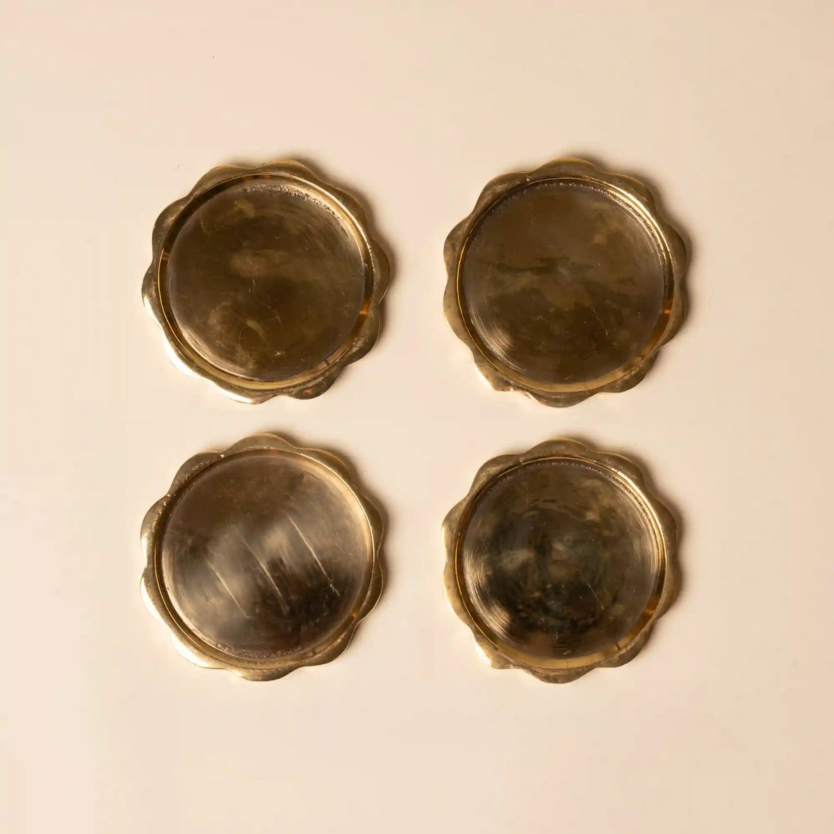 Brass Sun Coasters, Set of 4